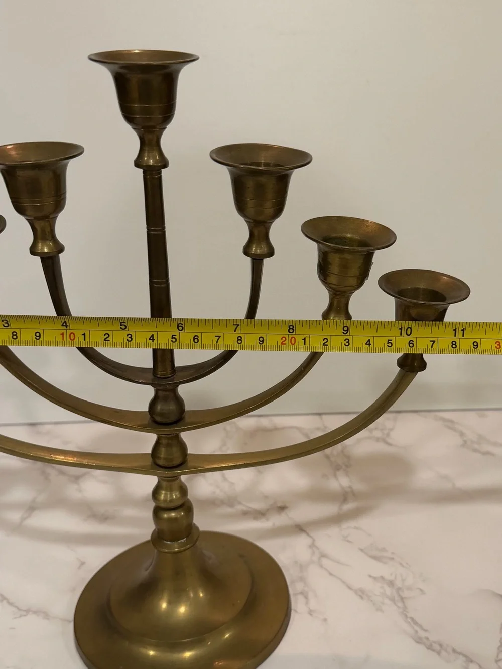 Vintage Solid Brass 7-Arm Candelabra Candle Holder Menorah Made in India 11”